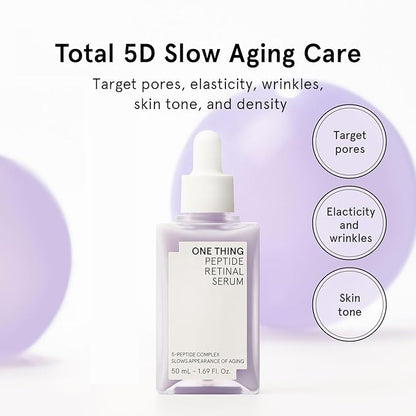 ONE THING Peptide Retinal Serum, Vitamin A, Faster Acting than Retinol, Retinaldehyde, Smooths Wrinkles, Refines Pores and Improves Elasticity, Korean Skincare 1.69 Fl.Oz, 50ml