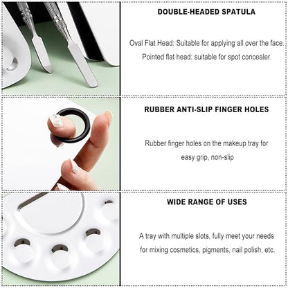 4 Pack Makeup Mixing Palette with Spatula, Stainless