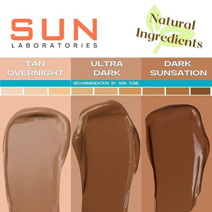 Sun Laboratories By Giesee Tan Overnight Self Tanning Lotion 8 oz 2 Pack, Self Tanning Lotion, Self Tanner, Tanning Lotion, Odorless, Non-Toxic, Medium, Light & Fair Skin, Face & Body