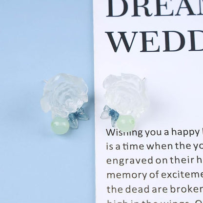 Vintage Resin Flower Earrings Camellia Flower