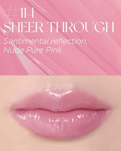 Non-Section Glowy Tint – 114 SHEER THROUGH – Glass Lasting Transparent & Flexible Lip Makeup - Moisturizing Lip Stain for Glossy Finish – Buildable Lipstick for Fuller Looking Lip, 0.18 fl.oz.