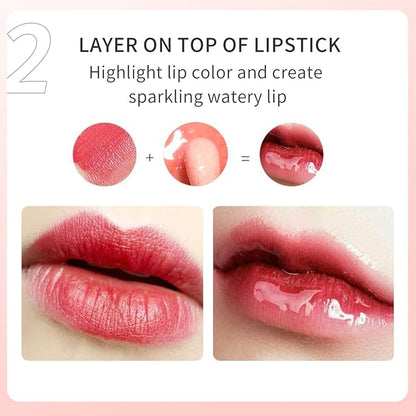3 Set Lip Oil Hydrating Tinted Lip Gloss, Plump Lip Gloss Lip Care Transparent Toot Lip Oil Tinted, Glass Lip Glow Oil Fresh Texture & Non-sticky, Nourishing Repairing Lightening Lip- A