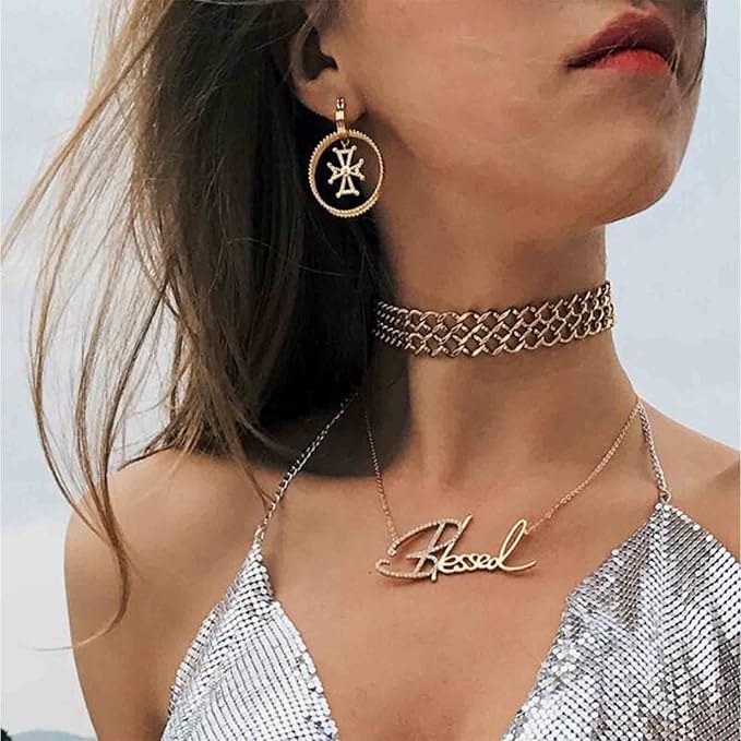 Punk Circle Cross Earrings Gold Circle Drop Dangle