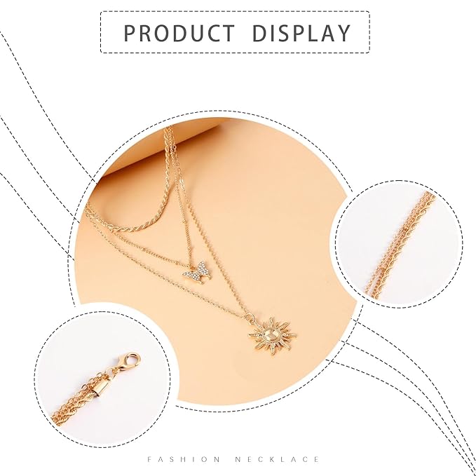 Bohemia Layered Sun Necklace Choker Crystal