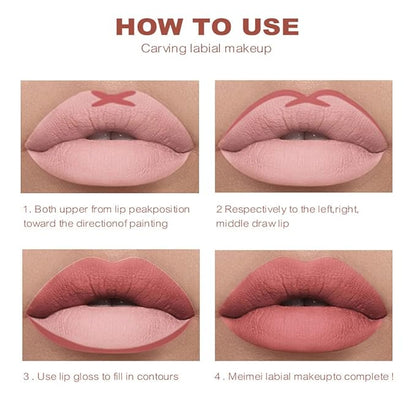 Dulele High Pigmented Matte Lip Liner Set, 12 High