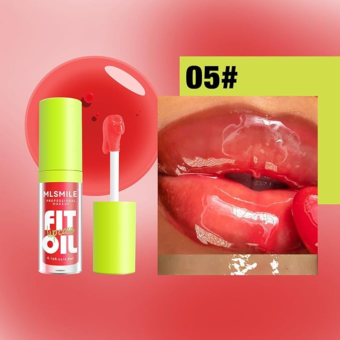 Lip Oil Lip Glaze, Soft Big Brush Head Hydrating Lip Glow Oil,Shiny Transparent Lip Gloss Plumping,Long Lasting Nourishing Non-sticky Fresh Clear Smooth Lip Care (#05)