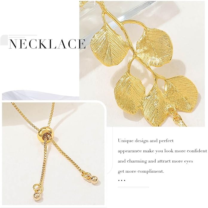 Jovono Boho Necklaces Gold Leaf Pendant