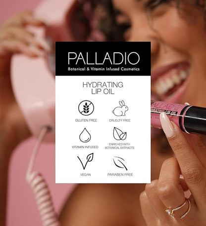 Palladio Hydrating Lip Oil Infused with Hyaluronic Acid, Hydrating