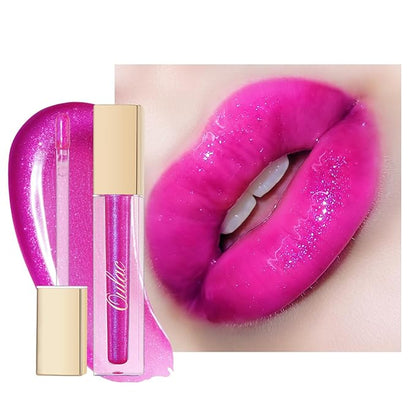 Oulac Purple Lip Gloss High-shine Moisturizing Lip Gloss Oil Liquid Lipstick Non-stick Cup Glitter Lipstick Lip Tint Reduce Fine Lines Lip Glaze For Dry Lip C14