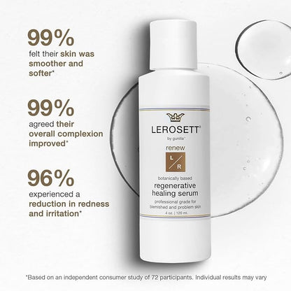 LEROSETT Serum for Acne Scarring Healing, Pimples, Redness, Breakouts, Blemishes, Hydrate & Soothes Irritated Skin, Natural Serum. Spa-Grade, Plant Based, Concentrated - 4 oz