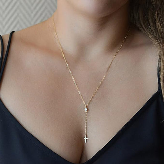 Boho Cross Y Necklace Gold Chain