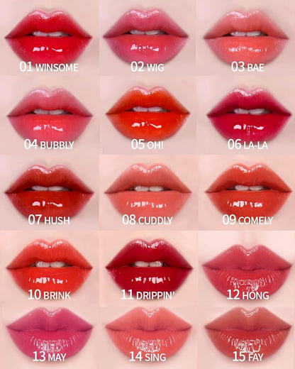 HOLIKA HOLIKA Heart Crush Glow Lip Tint Air – Korean Lip Tint with High Shine Juicy Fruit Jam Colors Lip Stain – Hydrolyzed Collagen & Vitamin C (10 BRINK)