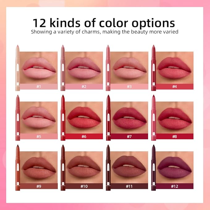 2-in-1 Lip Crayon, lip liner, Lip Liner Pencil, Slim Lip Pencil, Beauty Lip Gloss, Super Professional Tip Matte Lipstick (#7)