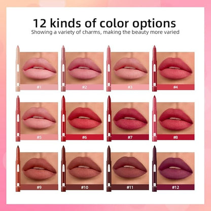 2-in-1 Lip Crayon, lip liner, Lip Liner Pencil, Slim Lip Pencil, Beauty Lip Gloss, Super Professional Tip Matte Lipstick (#10)