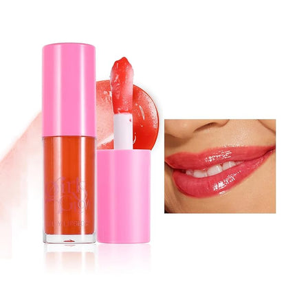 Red Cooling Jelly Lip Oil Gloss, Plump Moisturizing Cooling
