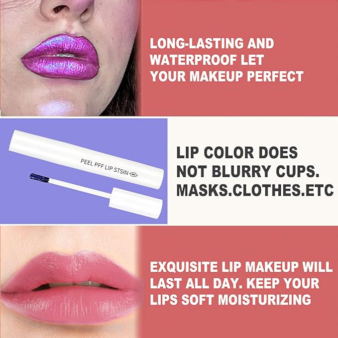 2Pcs Lip Stain Peel Off Kit,Matte Magic Lip Magic