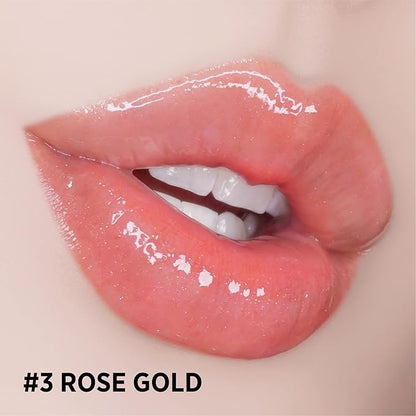 UNICORN GLOW Luminous Lip Gloss, 3 Rose Gold -Moisturizing Lip Gloss with Shimmery Finish - Lightweight, Sheer and Hydrating [0.18 oz. / 5 g] glitter gloss