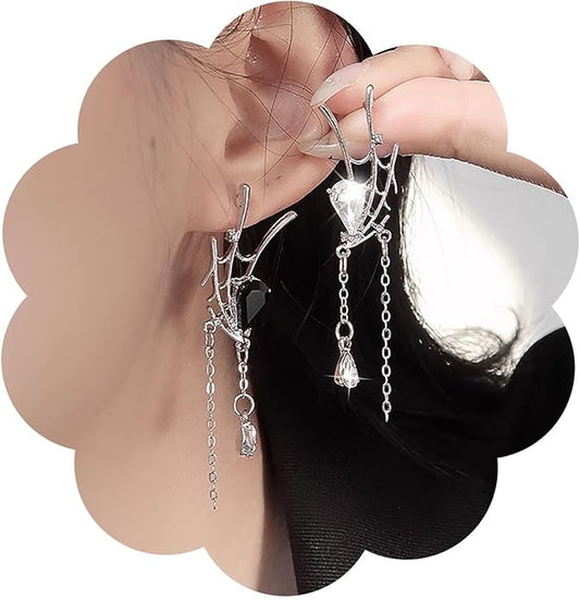 Gothic Spider Web Drop Earrings Teardrop