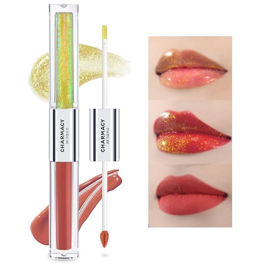 CHARMACY Multichrome Double Head Non-Stick Lip Gloss, Metallic Gloss,