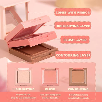 3 in 1 Contour Highlighter Blush Makeup Palette