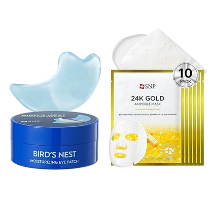 SNP [K Beauty Bird's Nest Aqua Eye Patch & 24K Gold Ampoule Sheet Mask