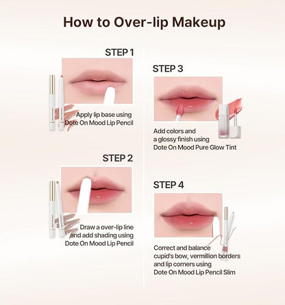 Heart Percent Dote On Mood Lip Pencil, Long-Lasting Creamy Lip Crayon Smooth Color Liner Retractable Lipstick Pencil 0.8g, 18. Fig Rose