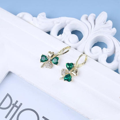 Boho Emerald Crystal Drop Earrings Green
