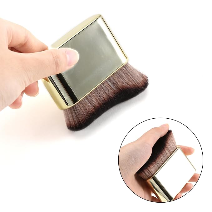 Self Tan Brush-Kabuki Brush for Body,Sunscreen Tanning Brush,Blusher,Shadow,Powder,Bronzer and Foundation Self Tanner Brush,Makeup Brushes for Face and Body(Gold)