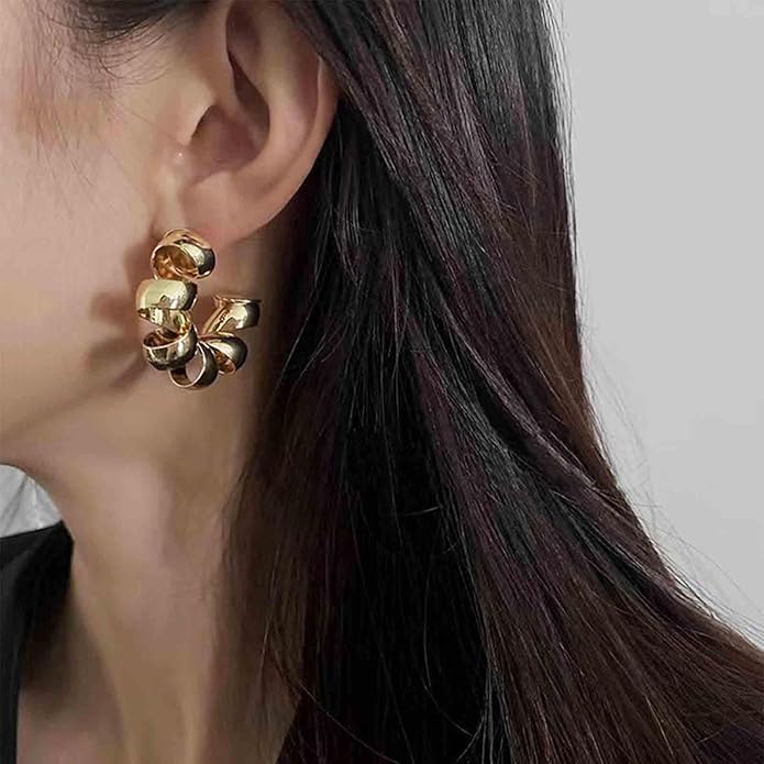 Vintage Exaggerated Irregular Circle Earrings Twist