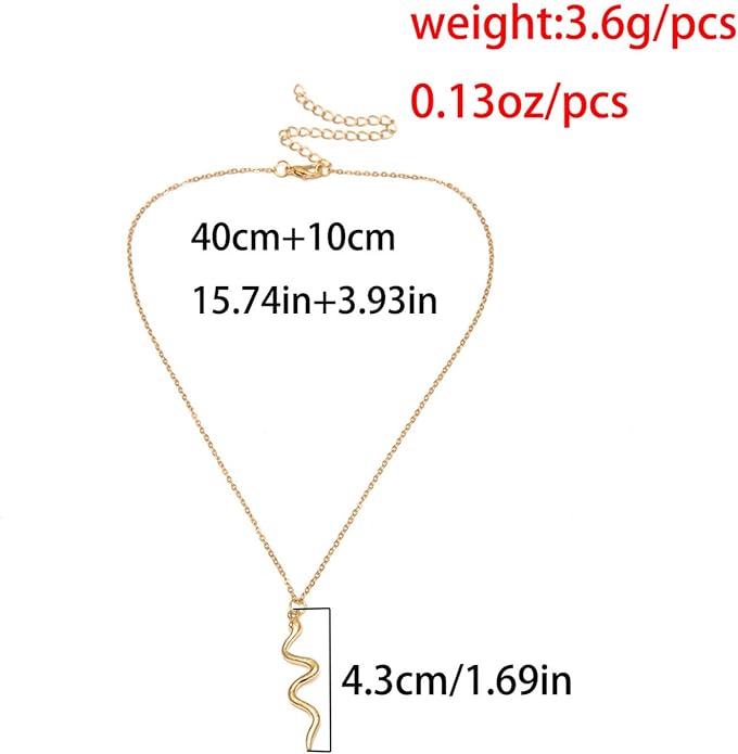 Snake Pendant Necklace Punk Serpent Drop Necklace Vintage