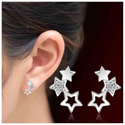 Boho Rhinestone Star Ear Climber Earrings