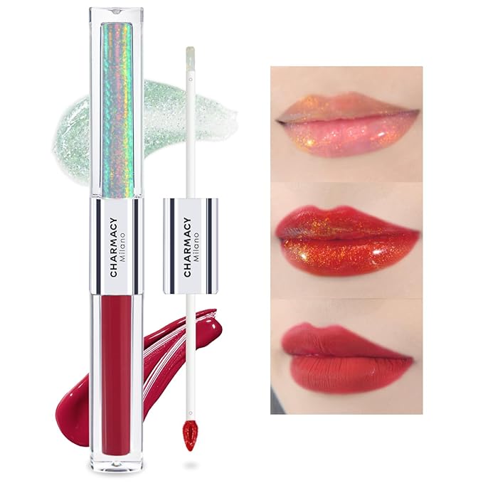 CHARMACY Multichrome Double Head Non-Stick Lip Gloss, Metallic Gloss,