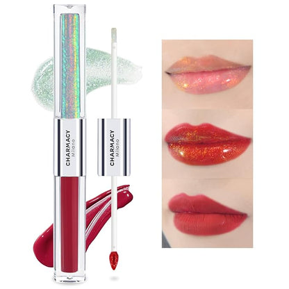 CHARMACY Multichrome Double Head Non-Stick Lip Gloss, Metallic Gloss,