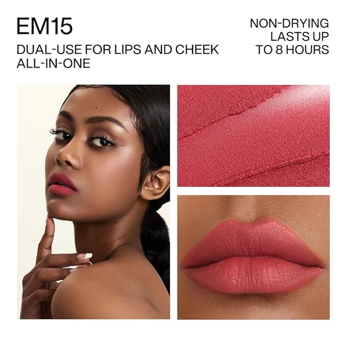 INTO YOU Matte Lipstick, Super Stay Lipstick for Women, Waterproof, Long Lasting Lipstick, High Impact Lipcolor with Lightweight Lip Mud Texture, Dual-use for Lips and Cheek, Pink Lipstick (EM15)