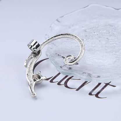 Boho Silver Cat Earrings Cat Ear