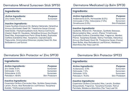 Dermatone Outdoor Protection Kit | Contains 4 of our Sunscreen, Skin Protection Products | z-Cote, Classic Tin, Mineral Sunscreen Stick and 2 Medicated Lip Balms