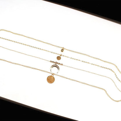 Bohemia Layered Coin Choker Necklace Moon
