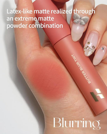 HOLIKA HOLIKA Butter Blur Lip Tint (09 VINE) - Korean Matte Lip Tint, Lightweight High-Pigmented Lips, Velvety Silky Smooth K-Beauty Lip Makeup, Long Wearing Formula