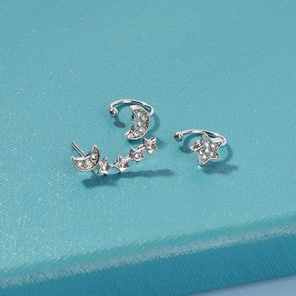 Boho Moon Star Ear Climber Earrings