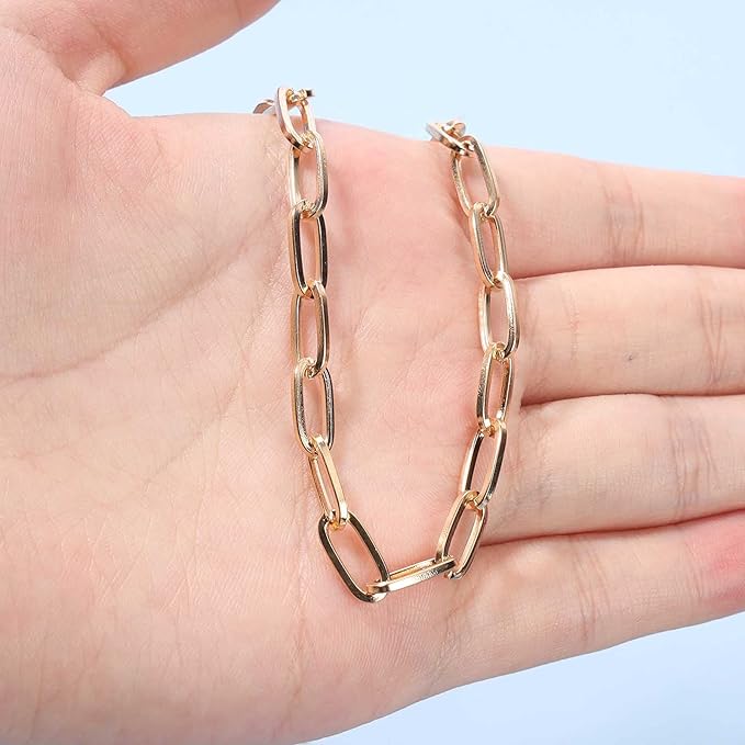 Punk Paper Link Choker Necklace Gold Paperclip Chain