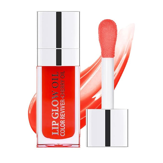 Plumping Lip Oil, Hydrating Lip Gloss Tinted Lip Balm Transparent Lip Care, Big Brush Head Glitter Shine, Long Lasting Nourishing Non-sticky Fresh Texture, 0.2 Fl Oz, 1Pack