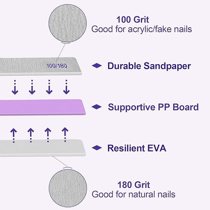 Nail Files (12 Pack), 100/180