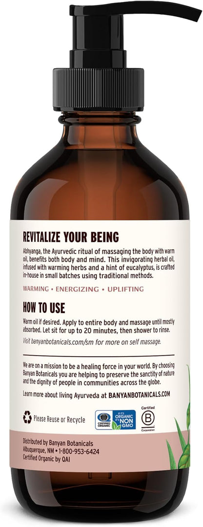 Banyan Botanicals Kapha Massage Oil – Organic Massage Oil with Chitrak and Tulsi – Warming Ayurvedic Oil to Revitalize The Tissues and Awaken The Mind – 8 oz. – Non-GMO Sustainably Sourced Vegan