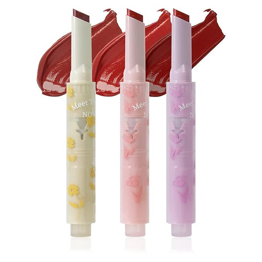 3Pcs Jelly Lipstick, Tinted Lip Gloss Heart Shape Lip Glaze, Moisturizing and Hydrating Glossy Lip Gloss Lip Balm, High-shine Finish Lip Makeup Lip Pen for Nourished, Fuller-looking Lips