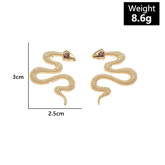 Vintage Snake Stud Earrings Gold Snake