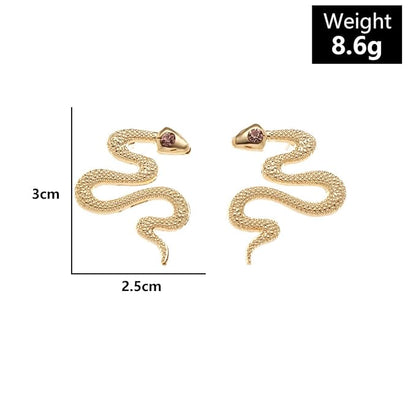 Vintage Snake Stud Earrings Gold Snake