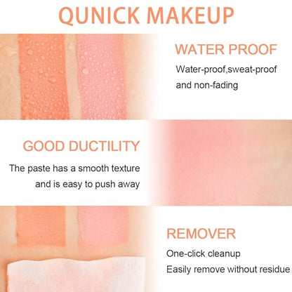 Kaely 2Pcs Cream Blush Stick for Cheeks,Coral Pink Hydrating Waterproof,02+03