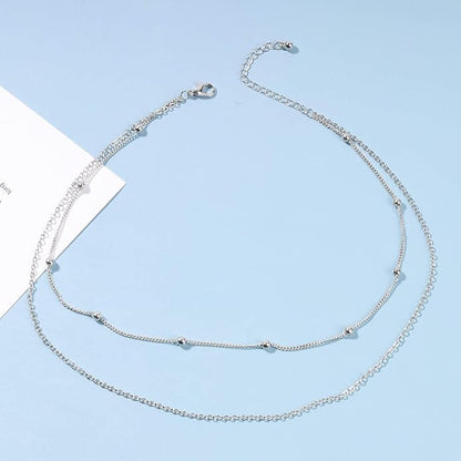 Boho Layered Satellite Choker Necklace Gold Ball Chain
