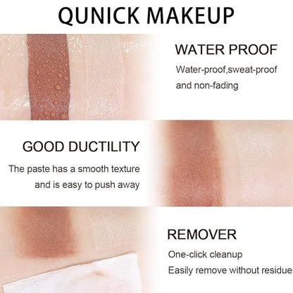 Kaely 2Pcs Cream Contour Highlighter Stick Kit,Bronzer Cheek Stick Waterproof,04+10