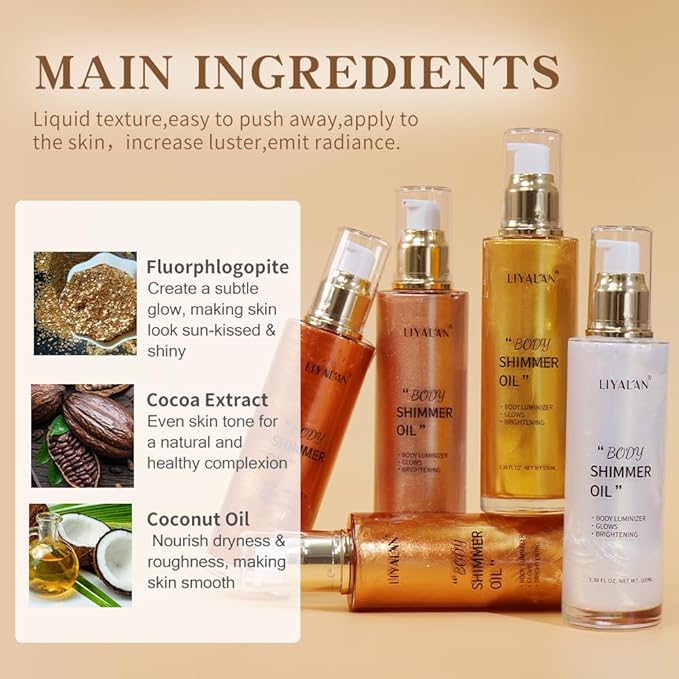 Liyalan Shimmer Body Oil Bronze Gold